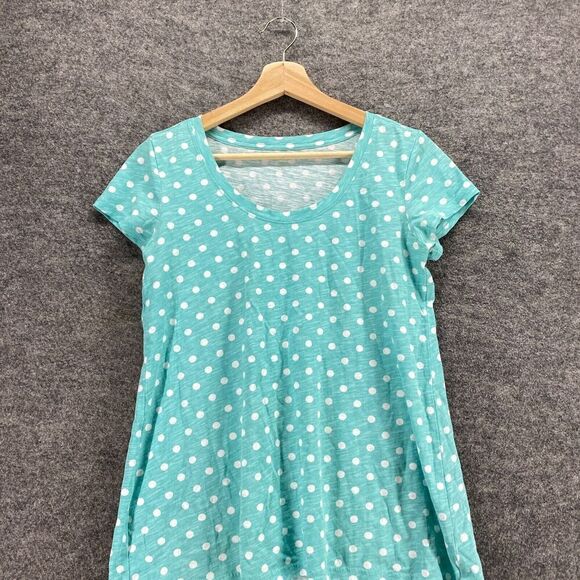 Garnet Hill T-Shirt Women XS Blue Polka Dot Short Sleeve Round Neck Cotton - Picture 3 of 9